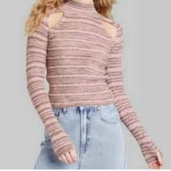 Wild Fable - Women's Mock Turtleneck Fitted Cut Out Pullover Sweater Size M - Picture 9 of 15